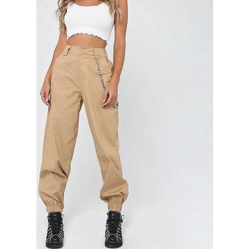 Women Casual High Waist Army Long Pants Jogging Solid Loose Trousers Spring/Autumn Ankle-Length Cargo Pants S-XXL