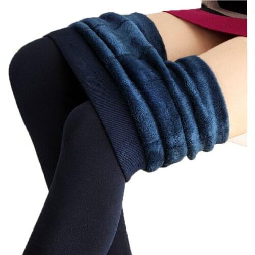 Womens Warm Velvet Leggings Autumn-Winter Big Size Candy Colors Thick Faux Knitted Thicken Slim Stretch Women Legging