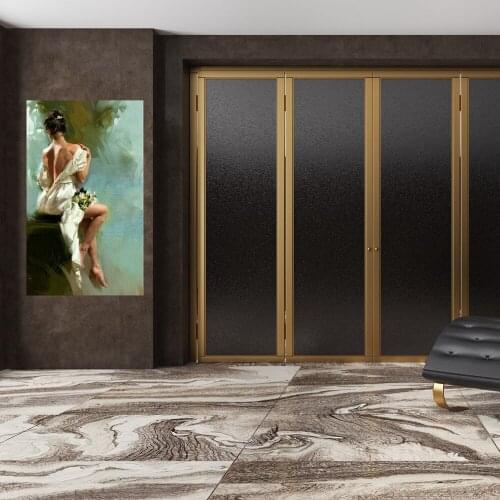 Sexy Art Figure Painting The Bride in Her Wedding Dress Naked Back Canvas Print Wall Art Picture for Home Decor Anniversary Gift