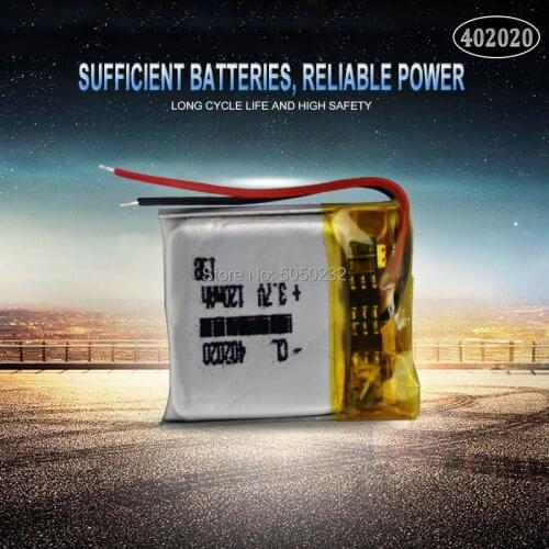 1pc 3.7v 120mAh 402020 Lithium Polymer Rechargeable Battery For toys GPS MP3 MP4 PAD DVD DIY bluetooth headphone speaker phone