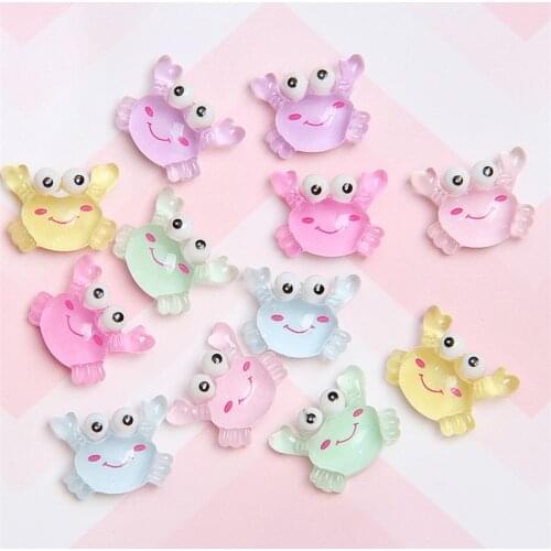 10-70Pcs Cute Cartoon Crabs Resin Flake DIY Craft Supplies Phone Shell Ornament Patch Headwear Hair Accessories Kids Toy Gifts