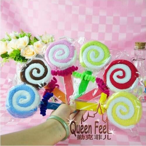 10 pieces 20*20cm candy color fiber cute lollipop towel cake gift baby shower birthday favor party lovely gifts