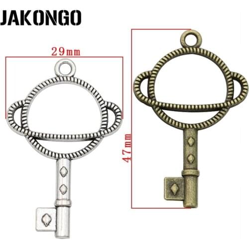 10pcs Antique Silver/Bronze Plated Hollow Planet Key Charms Pendants for Jewelry Making DIY Handmade Craft 47*29mm