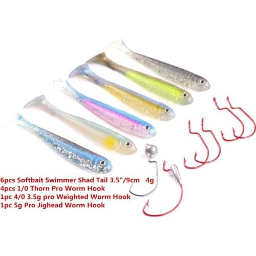 12pcs/lot Mizugiwa Thorn Pro Jighead Worm Hook Bass Fishing Soft Plastic Baits Vibra Tail Minnow Swimbais Kit pesca peche