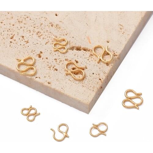 18K Gold 10Pcs 7-11mm S Shape Hook Clasp Metal End Connectors M Shape For Diy Jewelry Accessories Necklace Bracelet Findings 038