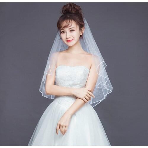 2019 Two-layer Pearl White Beautiful Bride Veil Simple Wedding Voile Mariage With Comb Bride Veils Womans Accesories