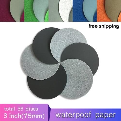 36PCS 3 Inch Flocking Waterproof Sandpaper Abrasive Paper 400 to 10000 Grits Self-adhesive Wet & Dry for Sanding Polishing