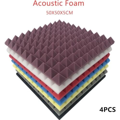 4PCS 500x500x50mm Acoustic Foam Studio Sound Absorption Treatment Panel Tile Wedge Protective Sound-Absorb Sponge 10 Towers Type