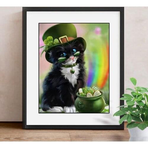 5D DIY Diamond Painting Cross Stitch Animals Mosaic Diamond Embroidery Cat Full Round Drill Garden Decoration Gifts