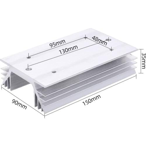 Aluminum Heatsink Black for Rectangle Single Phase Solid State Relay SSR 150 x 90 x 35mm