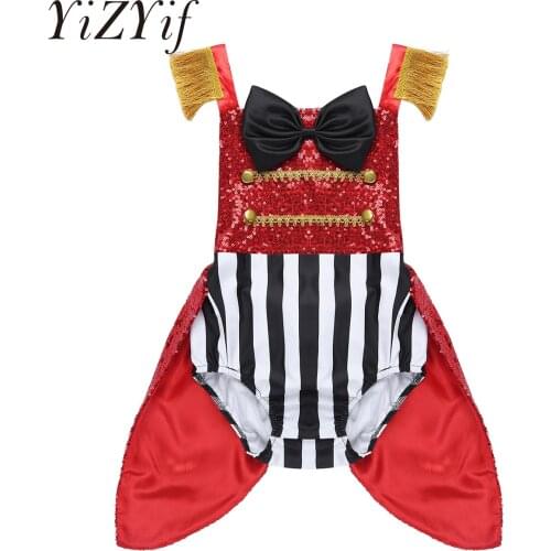 Toddler Baby Girls Show Costume Romper Sleeveless Sequins Halloween Ringmaster Circus Cosplay Christmas Birthday Party Outfit