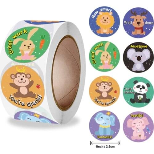 E8BD 500pcs Zoo Cute Animal Reward Stickers Motivational Sticker for Kids School Reward Student Teacher Seal Labels