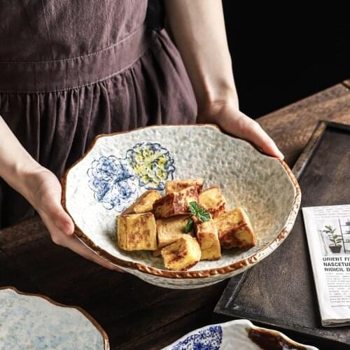 FANCITY Ceramic fruit bowl cold noodle bowl salad bowl cold noodle bowl special-shaped hotel restaurant creative tableware