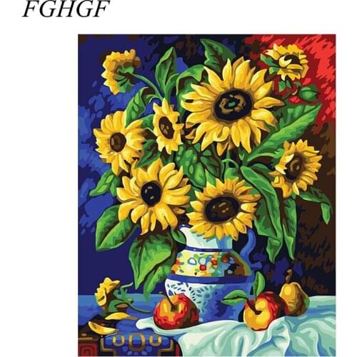 FGHGF ST23 Flower Framed Picture DIY Painting By Numbers Painting Calligraphy Home Decoration For Living Room