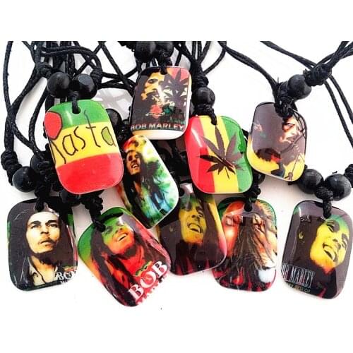 Brand 20 pieces bob marley rasta Jamaica Reggae colorful different pendant necklaces wholesale bulk lots for men women unisex