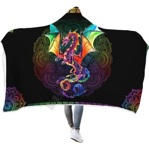 Dragon Hoodies Blanket 3D Printed Wearable Blanket Adults For Kids Various Types Hooded Blanket Fleece blanket