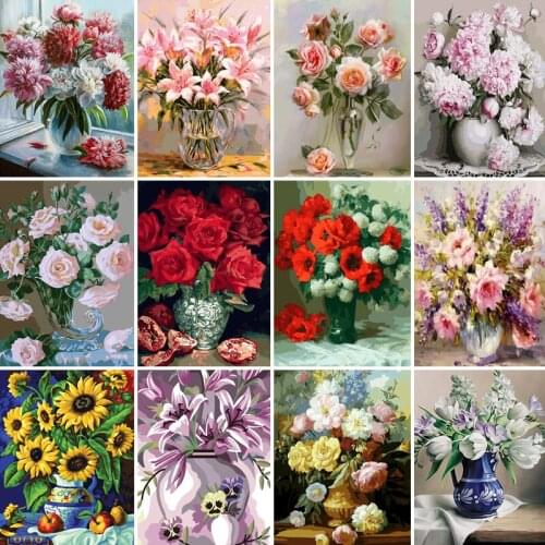 Picture Plant flower DIY Painting By Numbers Figure Picture Canvas By Numbers Modern Abstract Handpainted Oil Painting For Home