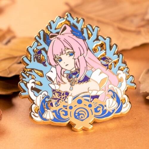 Game Genshin Impact Barbatos Venti Keqing Zhongli Hu Tao Metal Badge Button Brooch Pins Collection Medal Pendant Souvenir Gift