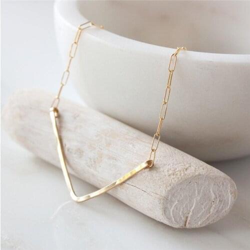 14K Gold Filled V Necklace Handmade Jewelry Gold Choker Pendants Necklace Collier Femme Kolye Boho Jewelry Necklace For Women