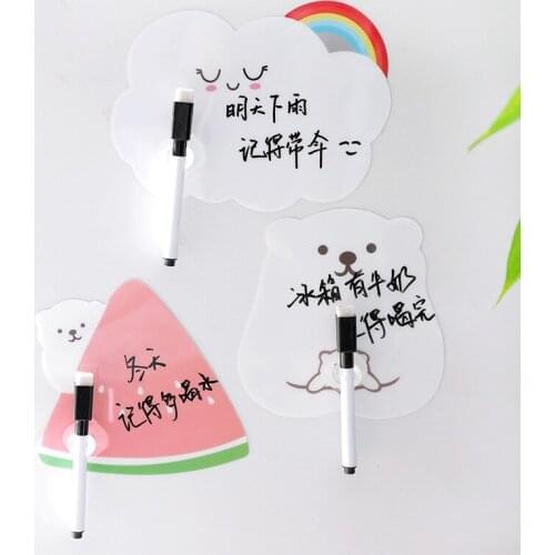 3PCs Creative Cartoon Decoration Refrigerator Sticker Fridge Magnets Erasable Message Wall Board With Pen