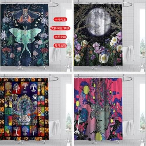 Butterfly Psychedelic Print Shower Curtain Set Home Decoration Bathroom Curtains Fabric Waterproof Polyester With Hook YL-0046