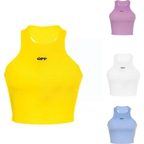 Ladies Sleeveless Racerback Tank Crop Top Color Slim Women Summer femme 2021 Streetwear Sports Vest Tops Bustier mujer Z5C8