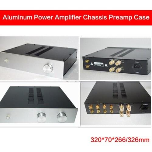 KYYSLB 320*70*266/326mm Aluminum Power Amplifier Chassis Preamp Case Power Shell Audio Amplifier Box with RCA Binding Post 3207