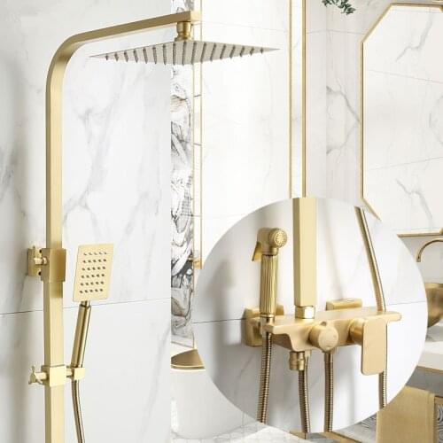 Rainfall Shower Sets Faucet Mixer Tap With Tub Faucet Brass Luxury Brushed Gold Bath & Shower Faucet Set Bathtub Faucet