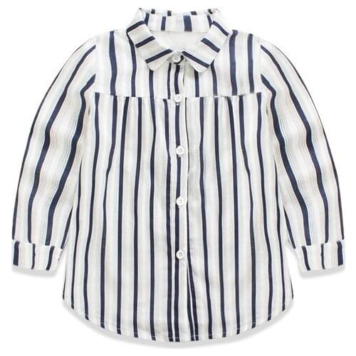 2016 Spring Summer New Pattern Han Banchun Childrens Garment Girl Baby Stripe Shirt Girl Joker Concise Jacket Shirt