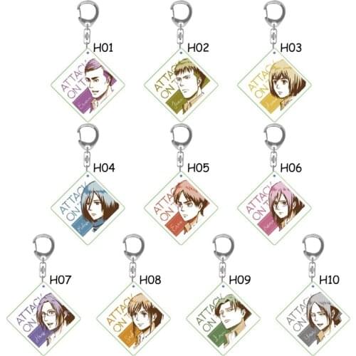 NEW Attack on Titan Keychain Cartoon Japanese Anime Character Double Side Acrylic Pendant Keyring Fans Gift
