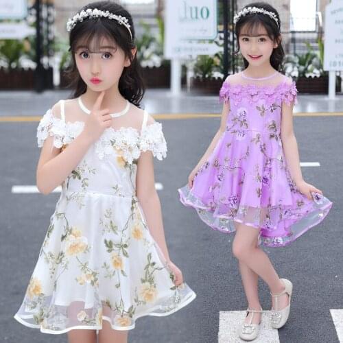 Floral Dress For Girls 2020 Summer Girls Dress Party Princess Children Dresses Teen Summer Clothes For Girls 4 6 8 10 12 Years