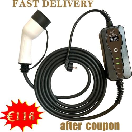 Electric vehicle charging station 5m portable adjustable control EV charger SAE J1772, type 1 and 2 EVSE