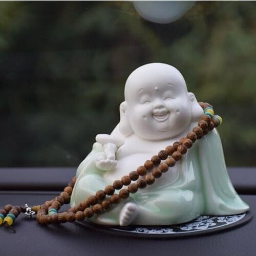 Lucky Cute inside the Car Individual Porcelain Maitreya Buddha Ornaments Little Monk Car Perfume Holder Home Decorations