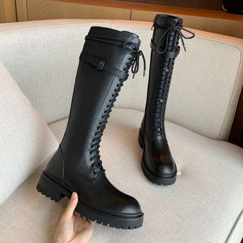 SKLFGXZY Winter New style Genuine leather Knee-high boots Women boots Motorcycle boots Snow boots warm non-slip Women shoes