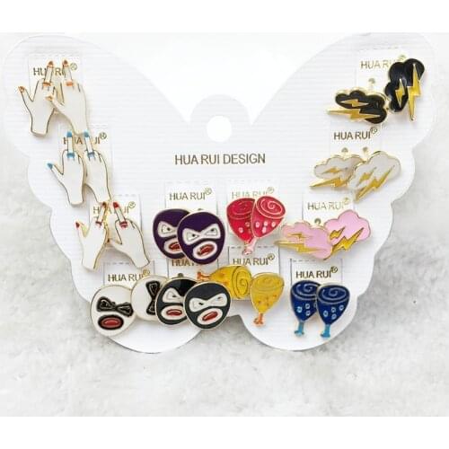 Cartoon Simpsons Stud Earring for Women Ear Accessories Cute hand face Earings For Girl Statement Jewelry