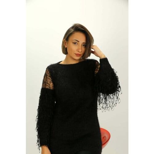 Tasseled Sleeves Sweater womens clothing stylish elegant slim happy business woman working woman female student university diff