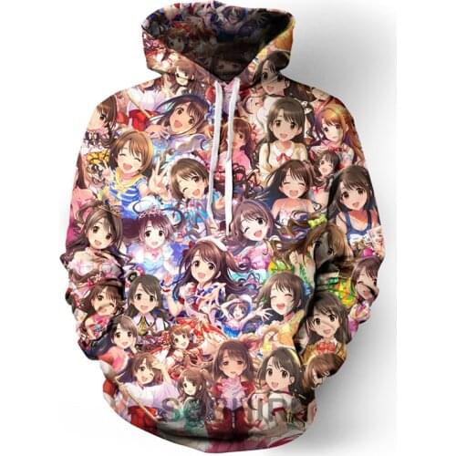 SOSHIRL Cute Uzuki Shimamura Hoodies Collage Anime Hooded Sweatshirt Harajuku Kawaii Tokyo Girl Pullovers Hip Hop Streetwear