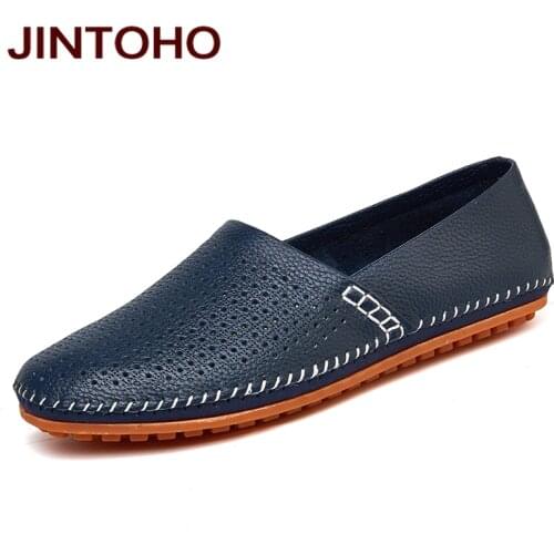 JINTOHO 2017 Leather & Suede Men Loafers Genuine Leather Brand Men Shoes Slip On Footwear Male Leather Shoes Men Flats