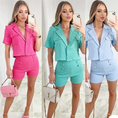Summer 2 Pieces Women Suits Elegant Short Coat+Short Pant Modern Formal Party Suits For Women Customize