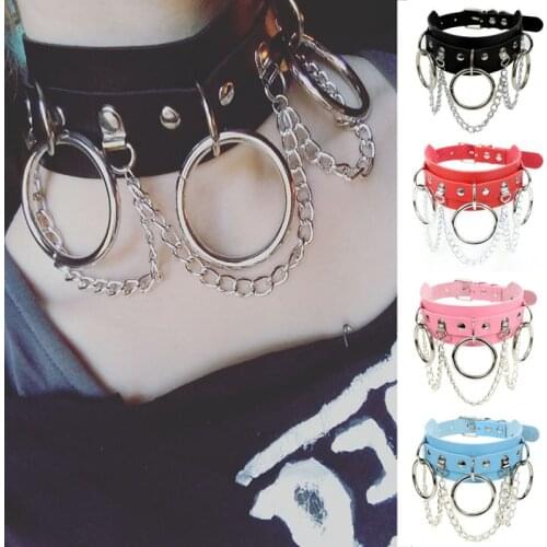Black Leather Choker Female Collar For Women Goth Punk Chain Harajuku Necklace Sexy Vegan Chocker Festival Girls Gothic Jewelry