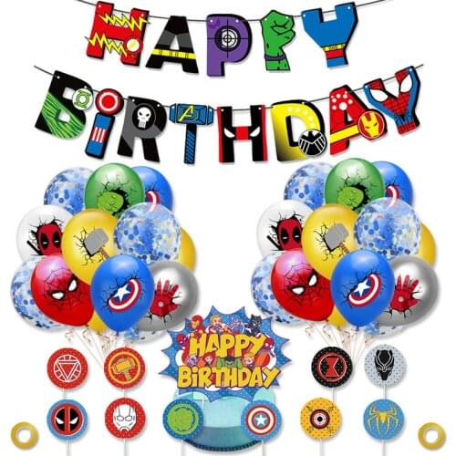 1set Marvel Spider Hero Man Party Balloons Confetti Banner Balloon Baby Shower Birthday Party Decorations Supplies Kids Gifts