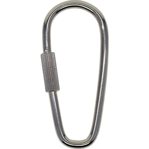 10pcs 46mm Silver Steel Pearl Screw Locking Carabiner Keychains Clasp Safety Hook keyring lanyard EDC FOB gear DIY