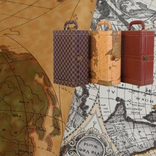 10 yards roll globe printed PVC leather Luggage decoration wine box packing table mat furniture interior leather fabric