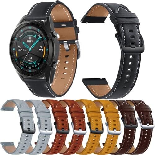 22mm Genuine leather watch band straps For Huawei Watch GT 42MM/46MM Active GT 2e honor magic Watch 2 Bracelet strap Wristband
