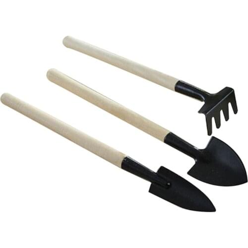 3pcs/set Mini Spade Shovel Harrow Set Gardening Tools Potted Plants Maintenance Suit With Wooden Handle Garden Tool