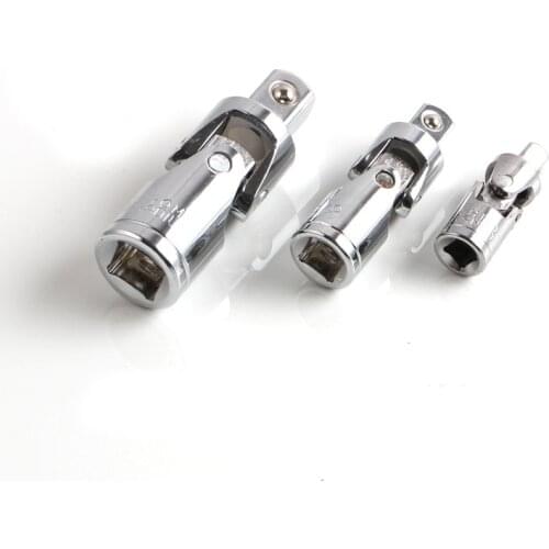 3pcs Cardan Joint Set 1/4" 3/8" 1/2" Socket Joints Universal Coupling Chromium-vanadium Steel Wrench Head Hand Tools