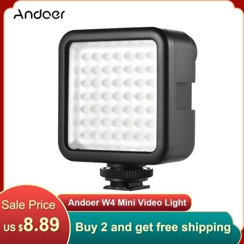 Andoer W4 Mini Video Light Lighting for Photography Interlock Camera Panel Dimmable Lamp for Camera Live Stream Video Vlog Light