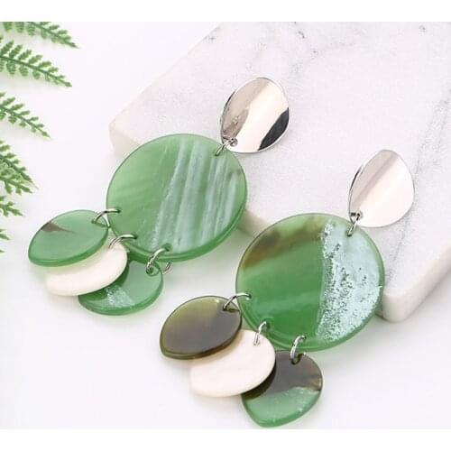 Bohemian Oval Acrylic Tassel Earrings For Women Vintage Round Geometric Dangle Drop Earrings 2020 Female Fashion Jewelry Gifts