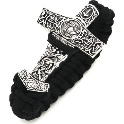 Nordic Viking beautifully woven bracelet Odin Rune Hammer Pendant Viking Bead Bracelet Retro Viking Jewelry