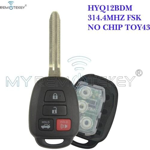 Remtekey for Toyota Hyq12bdm 4 Button Fob 89070-06421/06420 fob key 4 button 314.4Mhz with no chip car key